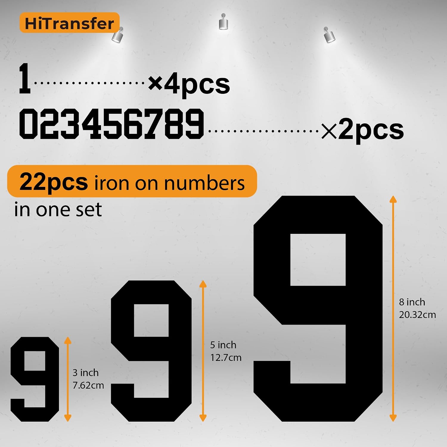 22 Pieces Iron on Numbers for Jersey, Large Iron on Numbers for Clothing, Iron on Transfers for T-Shirts, 0-9 Iron on Jersey Numbers for Team Uniforms Sports (White, 8-inch)