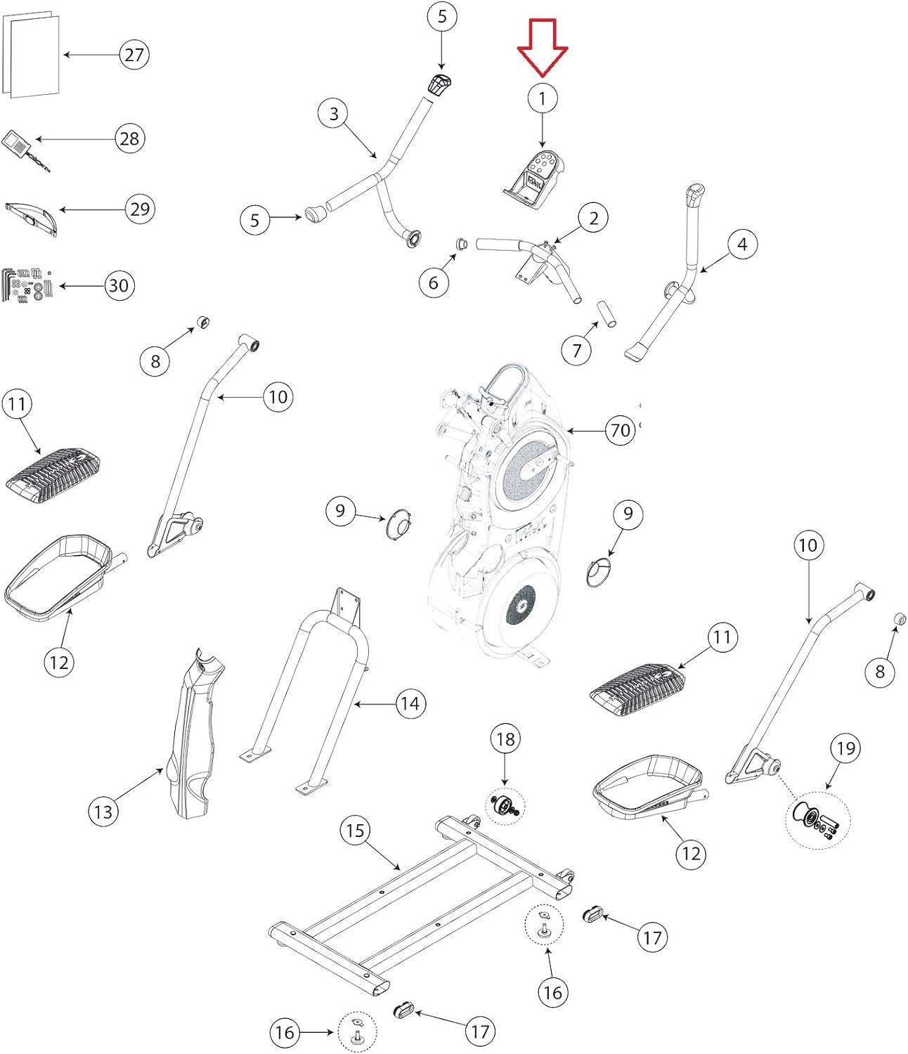 Hydra Fitness Exchange Service Kit Assembly 1000415019 Works with Bow-Flex Elliptical