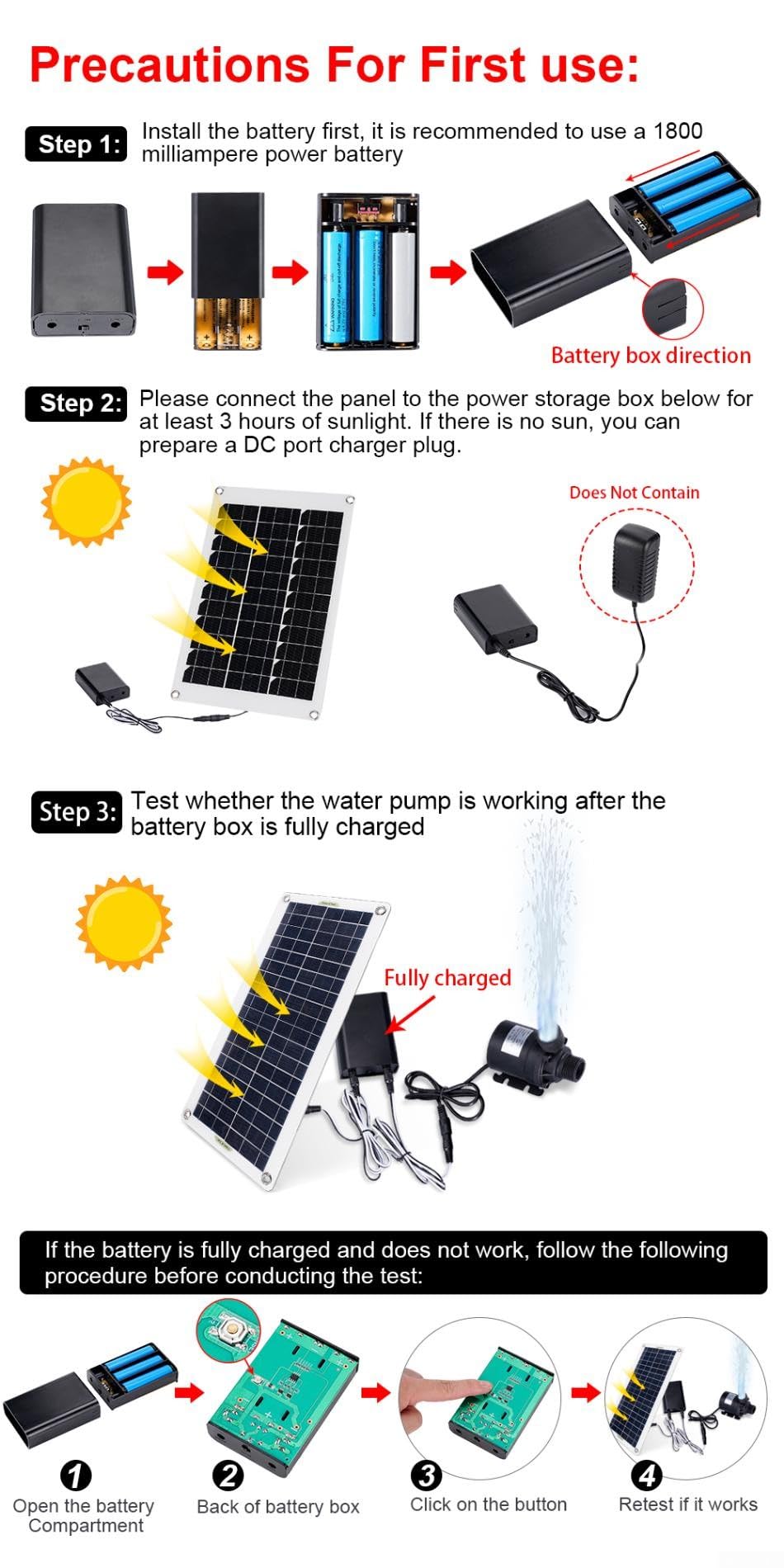 Solar Wasser Pumpe 50W Teichpumpe Solarbetriebene Brunnenpumpe Geräuscharme Gartenpumpe Für Teich Garten Aquarium Mit Solar Panel 5M Förderhöhe 800L/H, Solarpumpe Teich