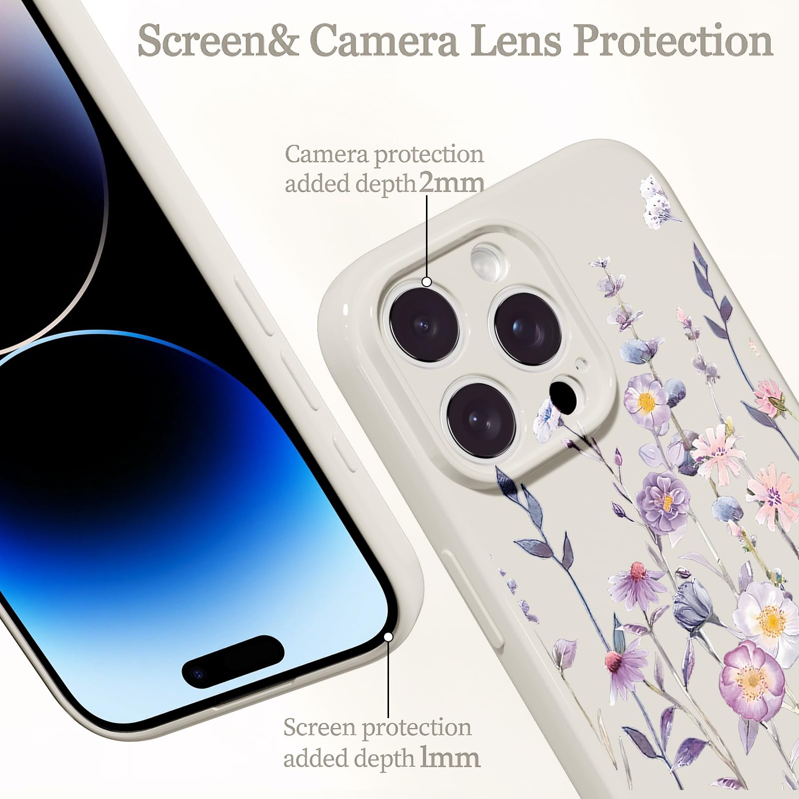 Yirlbey Handyhülle Für IPhone 13 – Niedliches Blumen-Design Mit Glitzer, Stoßfeste Silikonhülle Mit Erhöhtem Rand