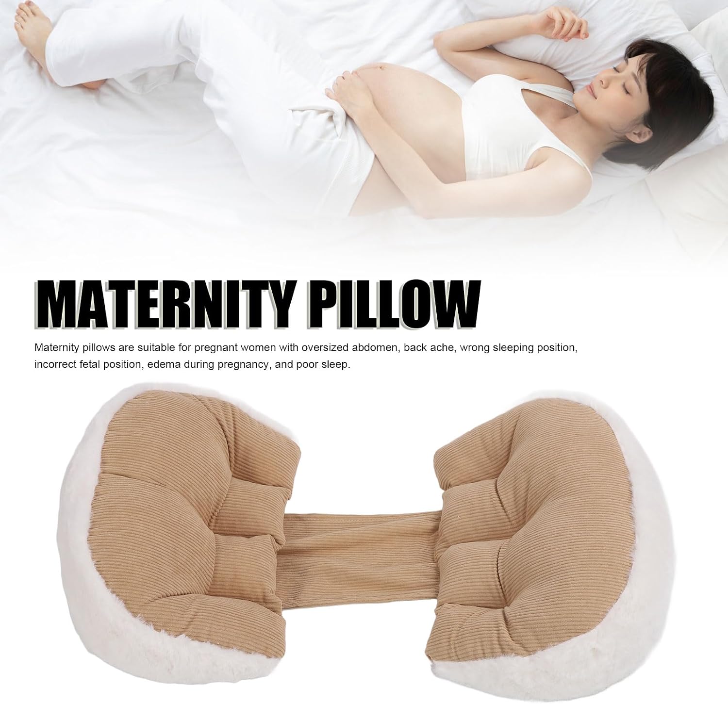 gernie Pregnancy Waist Support Pillow, Comfortable and Breathable Ushaped SkinFriendly Side Sleeping Maternity Pillow for Legs and Waist (Deep Khaki), gerniei04r1fwnhv-13