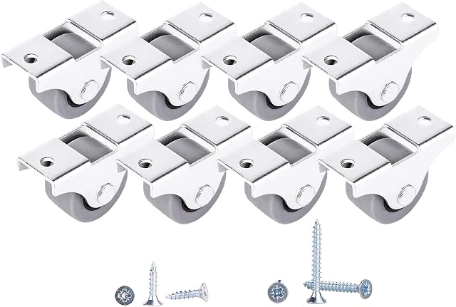 (Pack of 8) 25 mm Small Wheel Castors Rubber Casters Castors for Furniture Non-Swivel Small Wheels Non-Plastic Appliance & Equipment Small Wheel Castors Screws Included Casters Set (8, 25mm / 20kg)