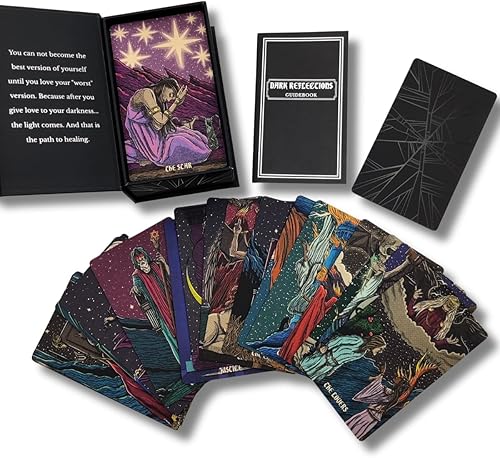 Miniatura 2 de Dark Reflections Tarot Shadow - Tarot - Tarot de cartas de trabajo con libro guía para principiantes, una baraja grande de tarot minimalista,