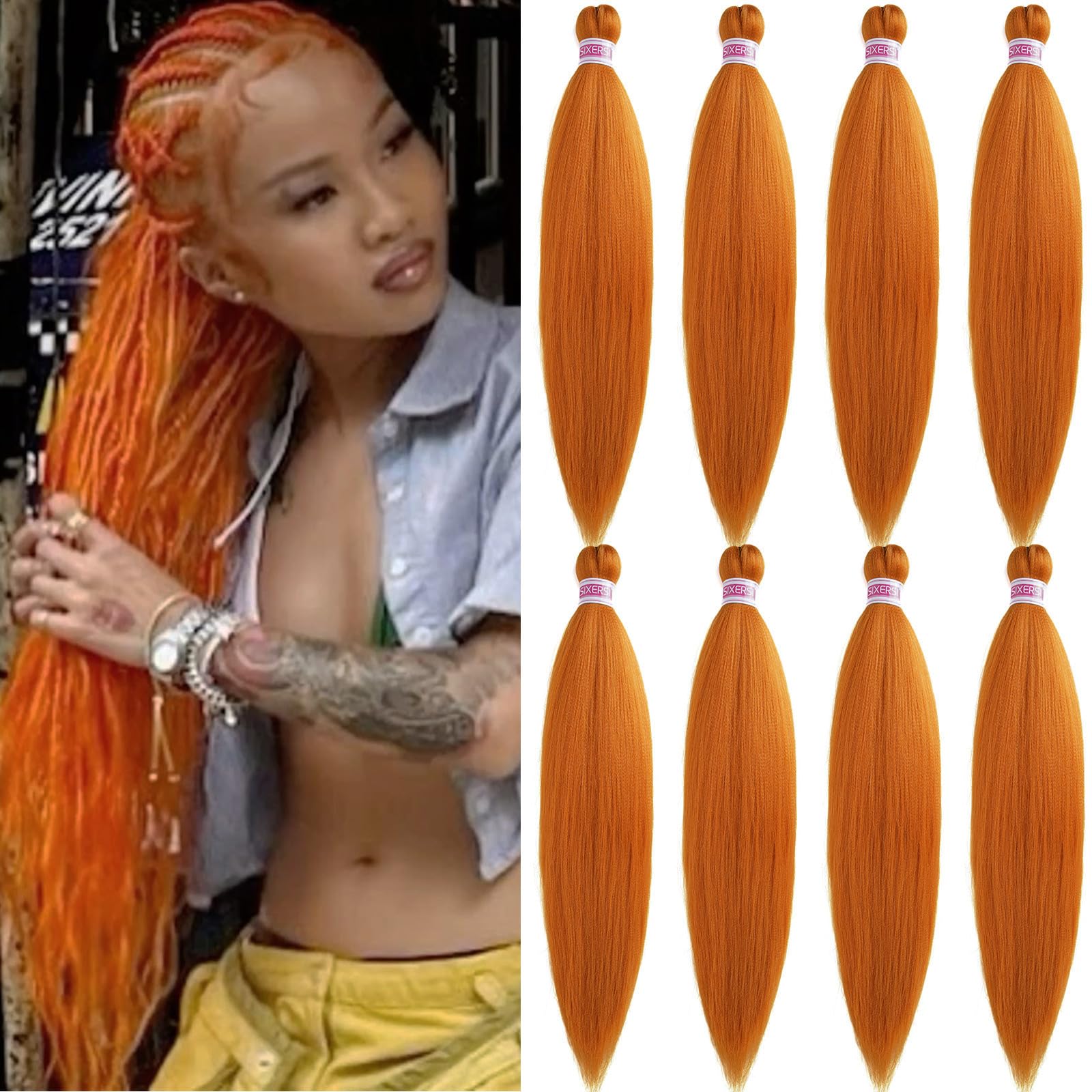 Amazon.com : SIXERSI Burnt Orange Braiding Hair Pre 