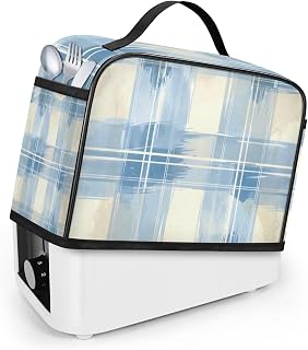 Mintoprints Buffalo Check - Cubierta para tostadora de 2 rebanadas con bolsillos y asa superior, color azul y blanco, para electrodomésticos pequeños de cocina
