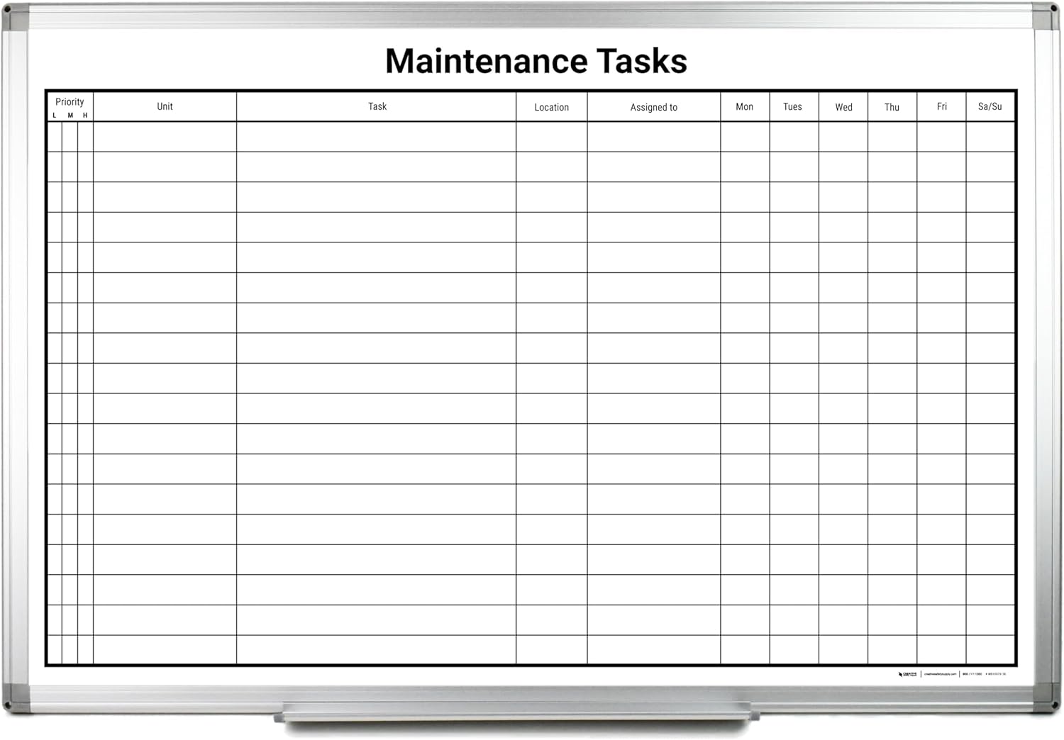 Maintenance Tasks Whiteboard 36"x 24"