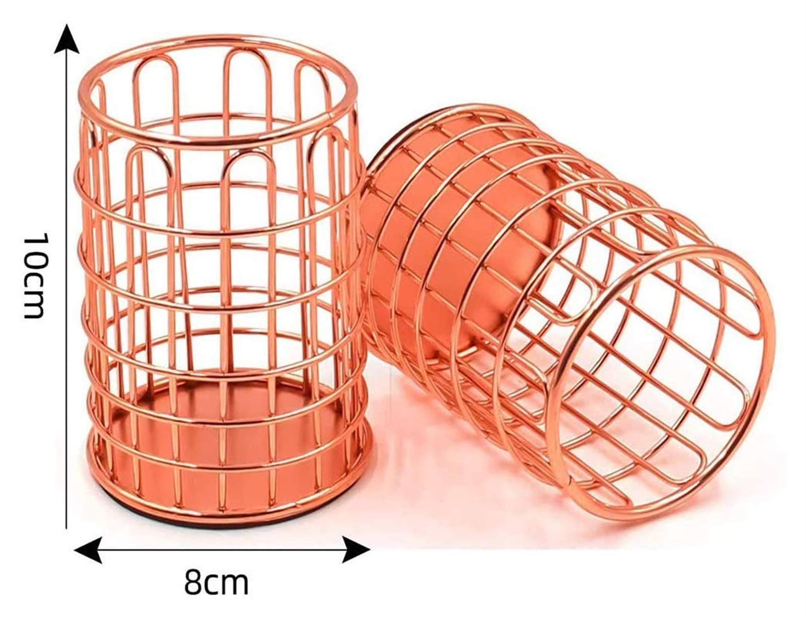 Confezione da 2 contenitori per Penne in Metallo, Porta pennelli per Il Trucco per scrivania e Ufficio, Oro Rosa per scrivania, portapenne