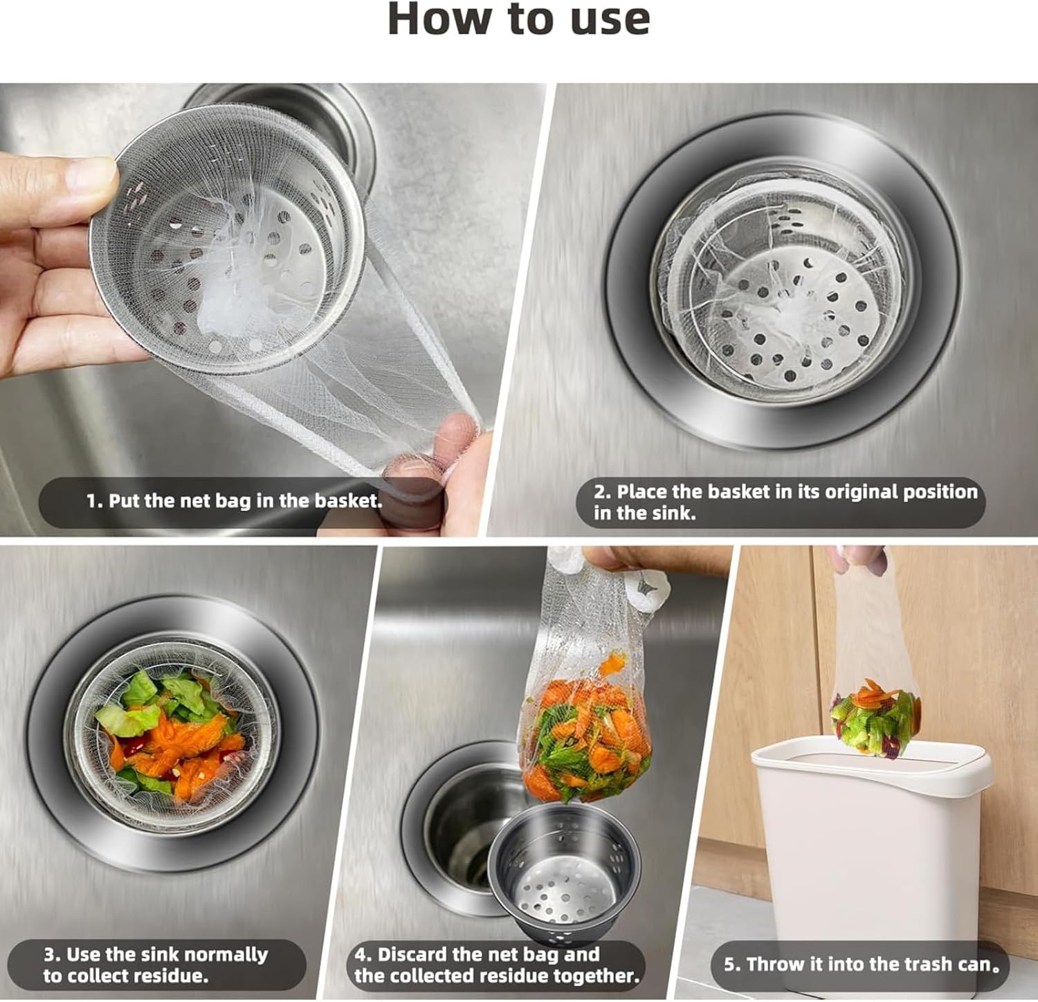 100Pcs Disposable Residue Filtering Bag，Kitchen Sink Strainer Mesh Bag Suitable for Collecting Garbage and Debris from Kitchen Sinks and Bathroom Drains to Prevent Blockages in Waterways.