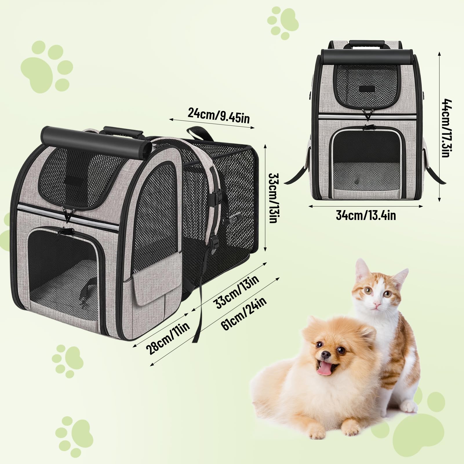 Zaino Espandibile Per Gatti–Zaino Per Cani Fino A 8 Kg,Pieghevole, Per Gatti,Cani,Con Guinzaglio Di Sicurezza Interno E Tappetino Per Animali Domestici,Borsa Per Il Trasporto Di Gatti(Massimo 8 kg)