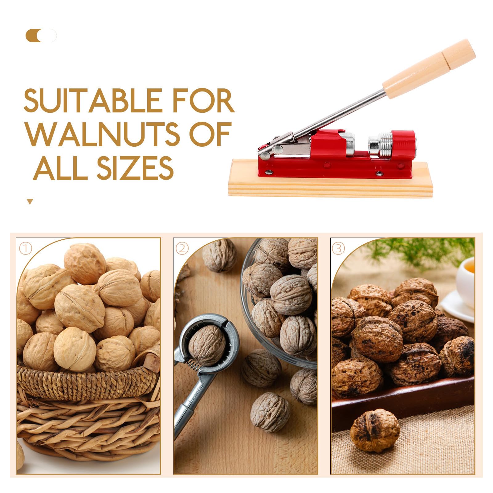 NUOBESTY Casse-Noix Angle Ajustable de 35 à 45 Degrés en Bois et Acier Inoxydable Mécanique Pince Ouverture Facile des Noix Outil Pratique pour Fruits Secs à Domicile