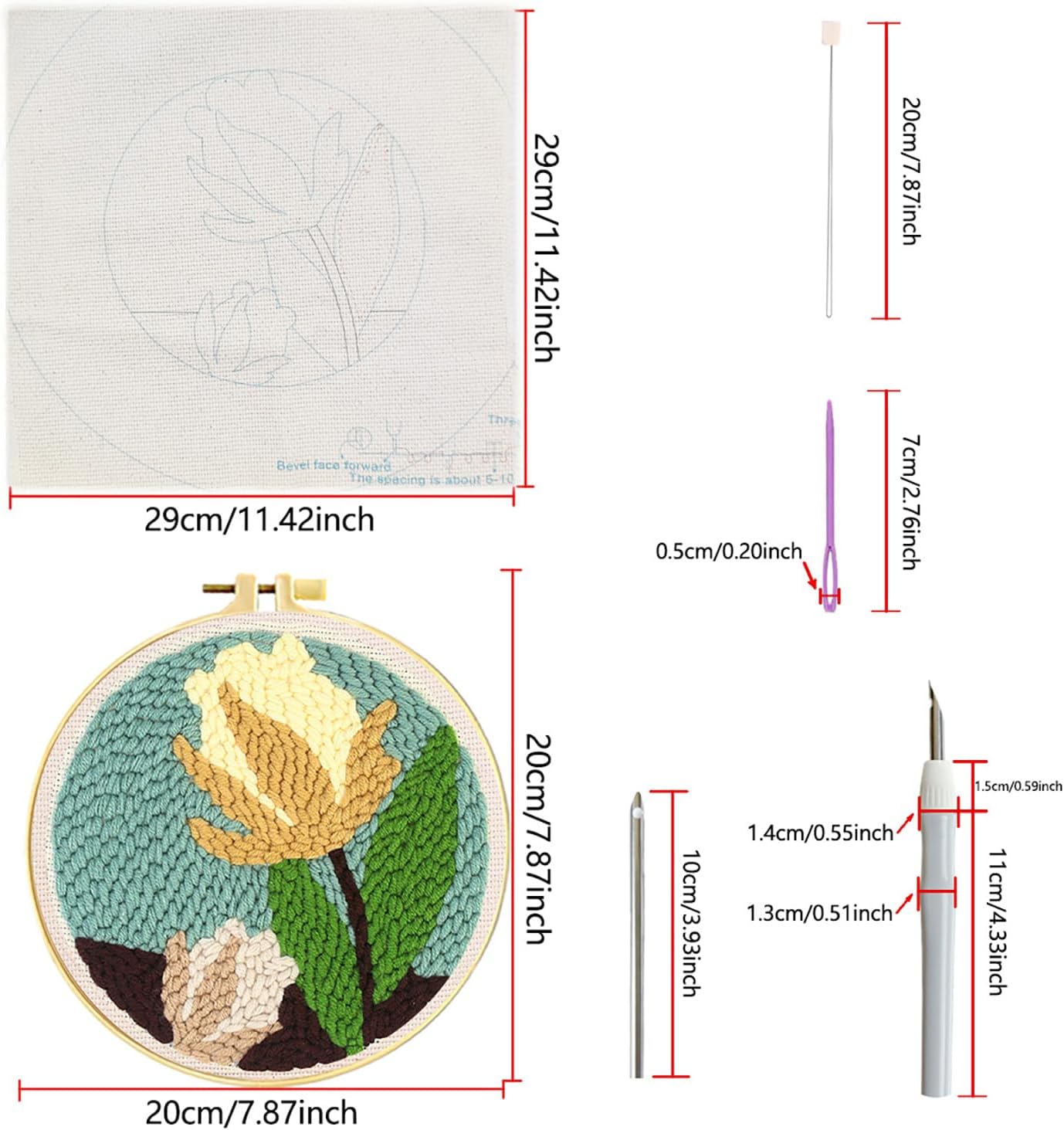 Zhenqing Lily Flower Punch Needle Embroidery Kit | 29x29cm Botanical Design with Hoop & Tools | DIY 3D Textured Wall Art for Beginners(Z95095C)