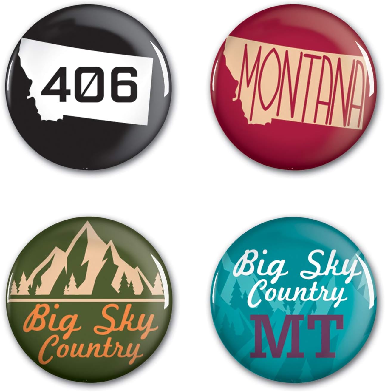 Destination MONTANA State/ MONTANA Button 4 Pack 1 1/4" RoundState/ MONTANA Button 4 Pack 1 1/4" Round, Multi, NA