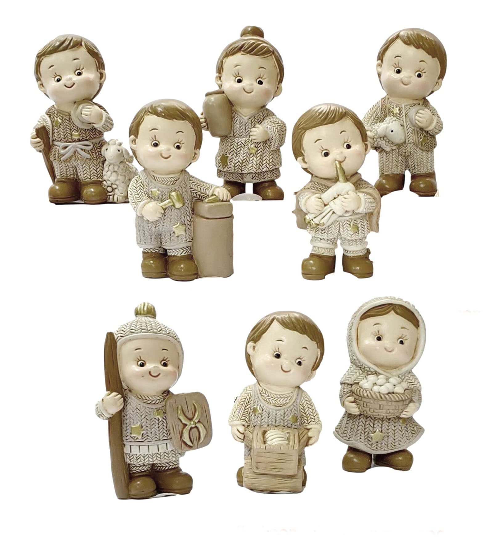 Personnages crèche enfants 8 pièces en résine 6 cm
