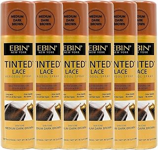 EBIN NEW YORK Lace Tint– 6x Tinted Lace Spray - 5.07oz (Medium Dark Brown) Bundle — Quick Dry, Lightweight Coverage & Natural Blending for Seamless Wig Application– Gift Set (6 Items)