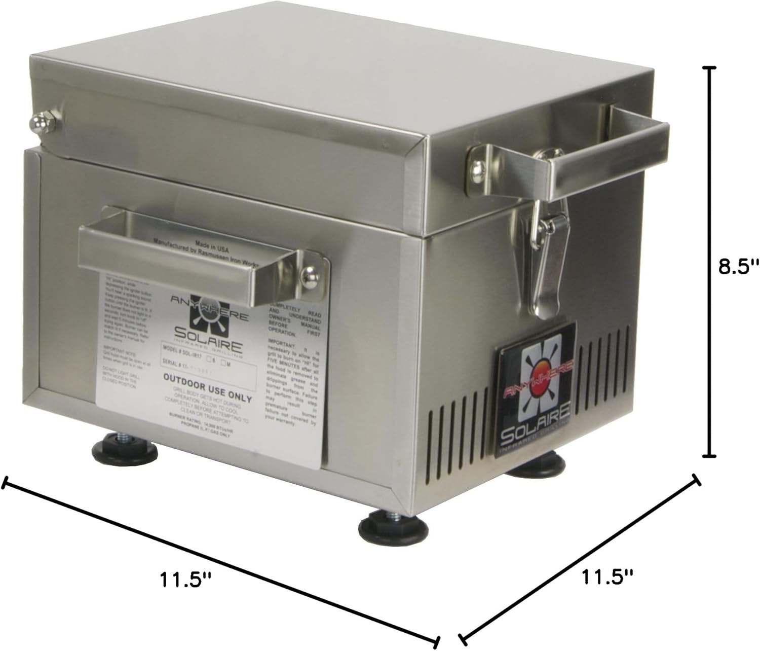 Solaire SOL-IR8A Anywhere Mini Personal Infrared Propane Gas Grill, Stainless Steel