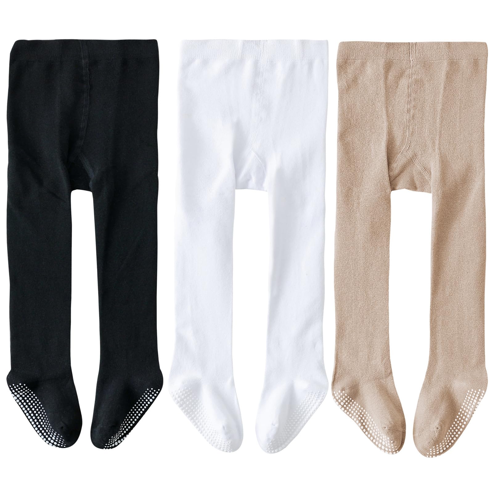 EPEIUS Baby Tights Baby Girls Non-Slip Plain/Ribbed Leggings Seamless Cotton Stockings Pantyhose Newborn Infant Toddler