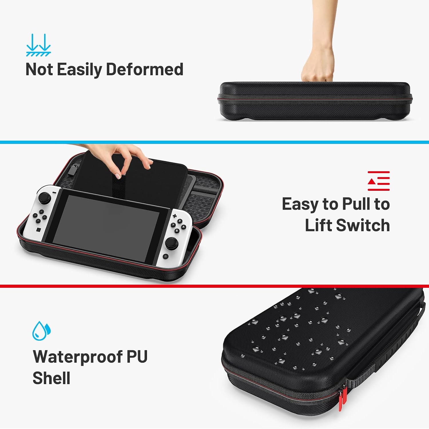 Carrying Case for NS Switch/Switch OLED, Switch Accessories Bundle with Switch Carrying Case, Thumb Caps and Switch OLED Protective Cover Case, Screen Protector