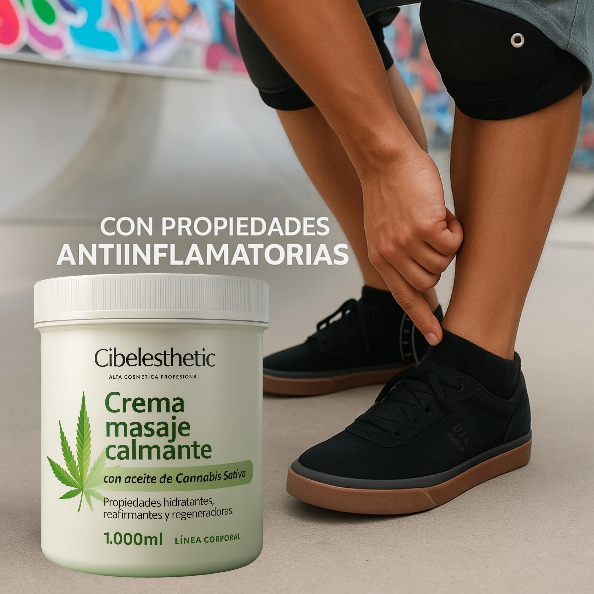 Crema CBD para masaje calmante 1000ml - Crema cannabis dolores articulares y antiinflamatoria - Masaje relajante y anti-estrés - Aporta propiedades hidratantes y regeneradoras a la piel Cibelesthetic