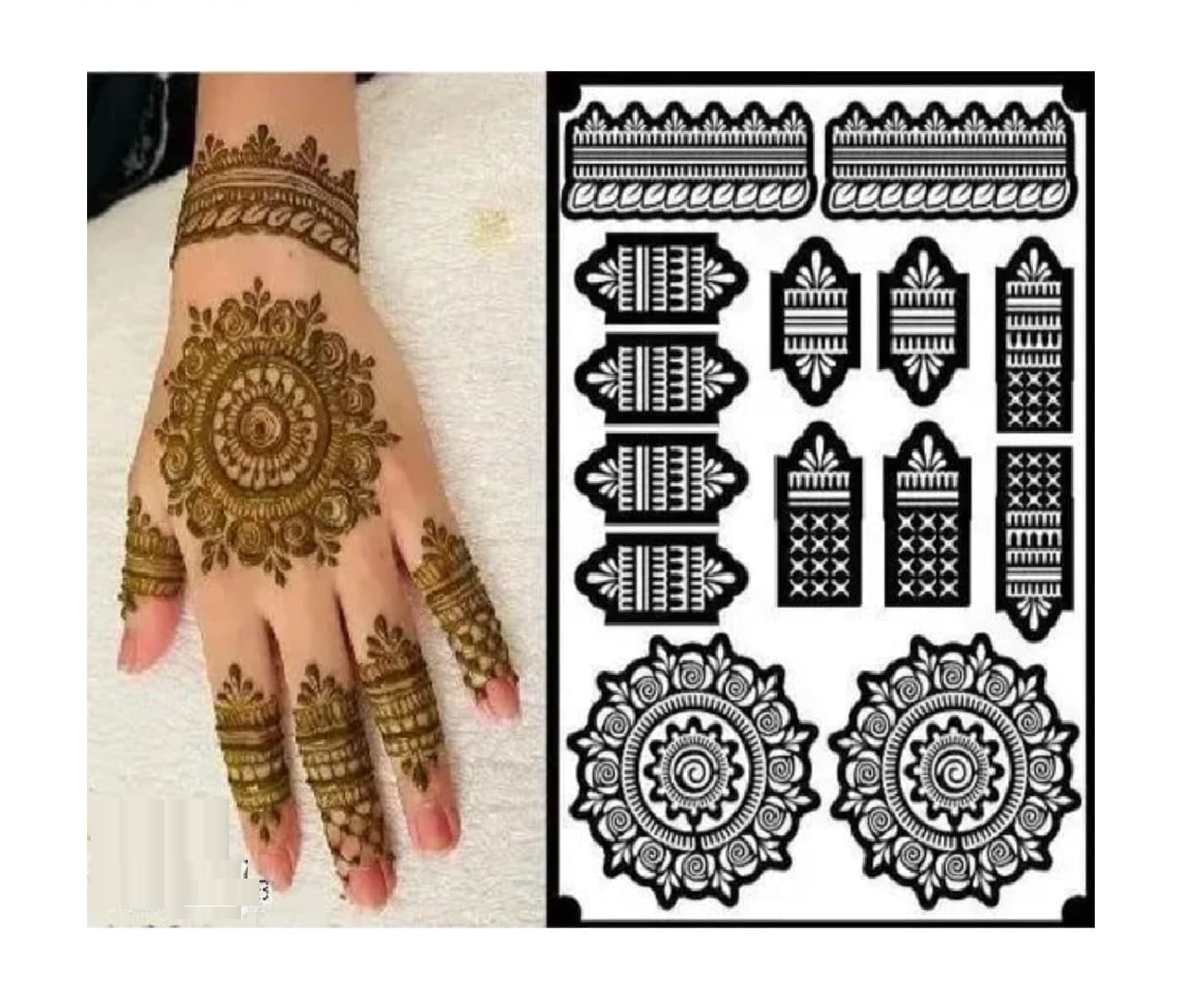 Unique Mehendi Stencil Full Hand | Premium Bridal Henna Tattoo Sheet | Festival-image-45
