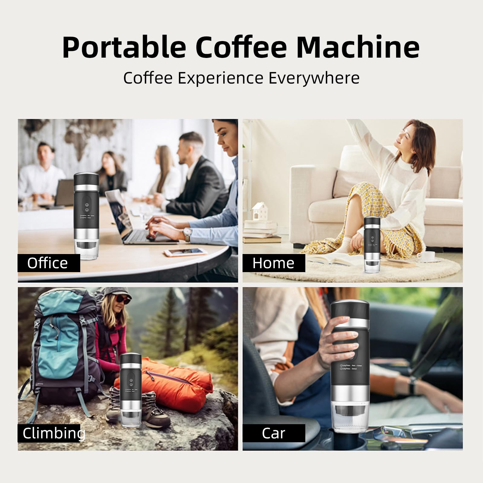 Machine à café électrique portable 3 en 1 infusion chaude et froide affichage numérique noir