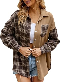 JINGAN Faux Leather Jacket Women Womens Turtleneck Hoodies Jackets Long Sleeve Casual Women Autumn Thin Long Sleeve Patchwork Plaid Print Mid Length Shirt Jacket Jackets for Men UK Winter