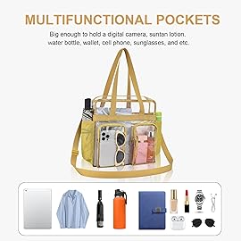 Clear Bag for Stadium Events 12x6x12 Clear Tote Bag for Women Transparent Lunch Bag for Work Sports Concert