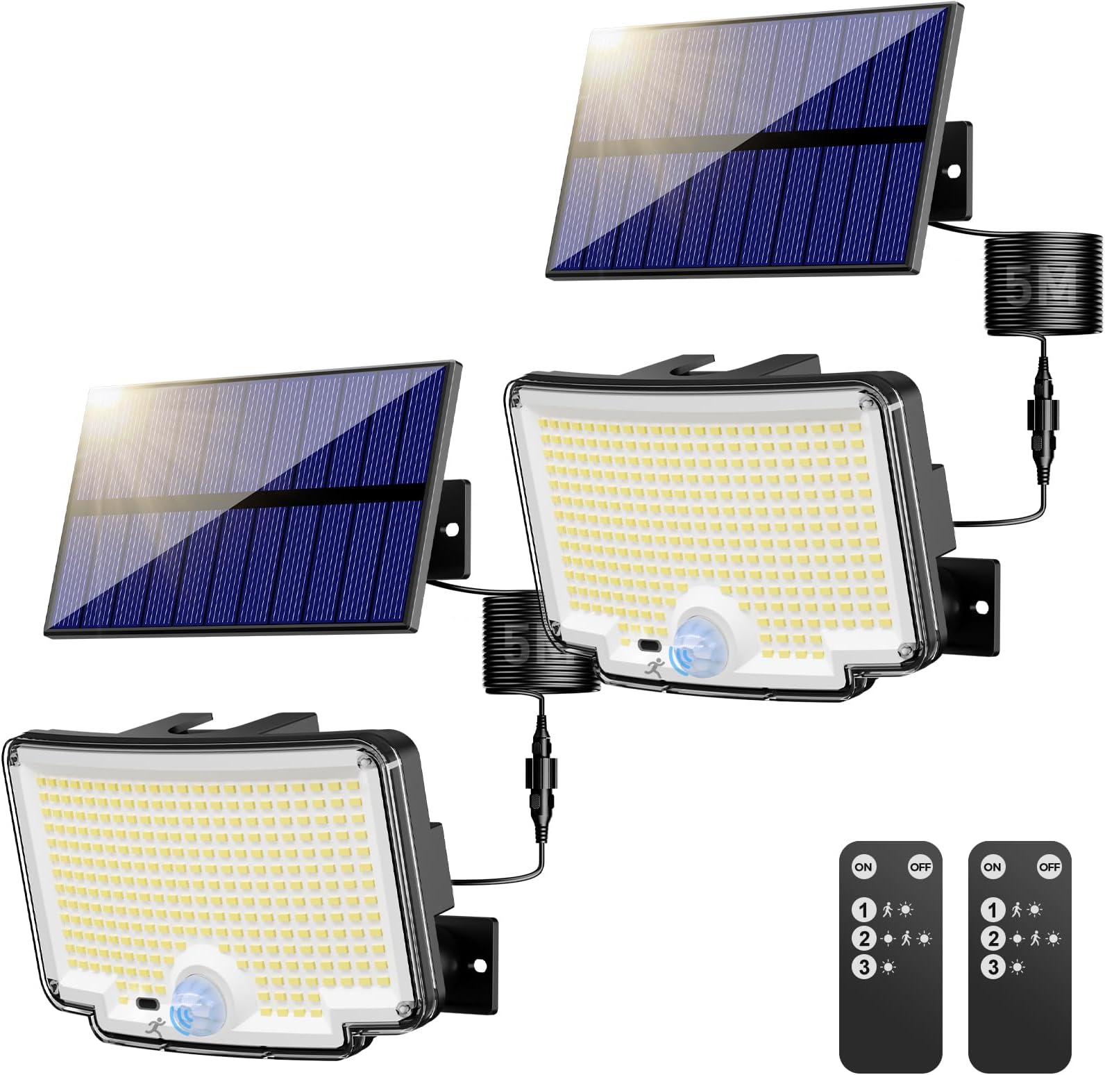 nipify 2 Pack Solar Lights Outdoor Garden, 310LED/3 Mode Remote Solares Security Lights Outdoor Motion Sensor,IP65 Solar Flood Lights Outdoors for Shed Garage Yard