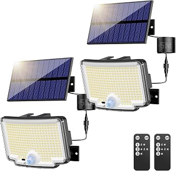 nipify 2 Pack Solar Lights Outdoor Garden, 310LED/3 Mode Remote Solares Security Lights Outdoor Motion Sensor,IP65 Solar Flood Lights Outdoors for Shed Garage Yard [Energy Class E]