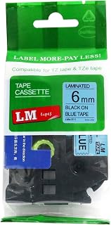 1/Pack LM Tapes - LMe511 Premium 1/4" Black Print on Blue Label Compatible with Brother TZe-511 P-Touch Tape Includes a Tape Color/Size Guide. Replaces TZ-511 6mm 0.23 Laminated