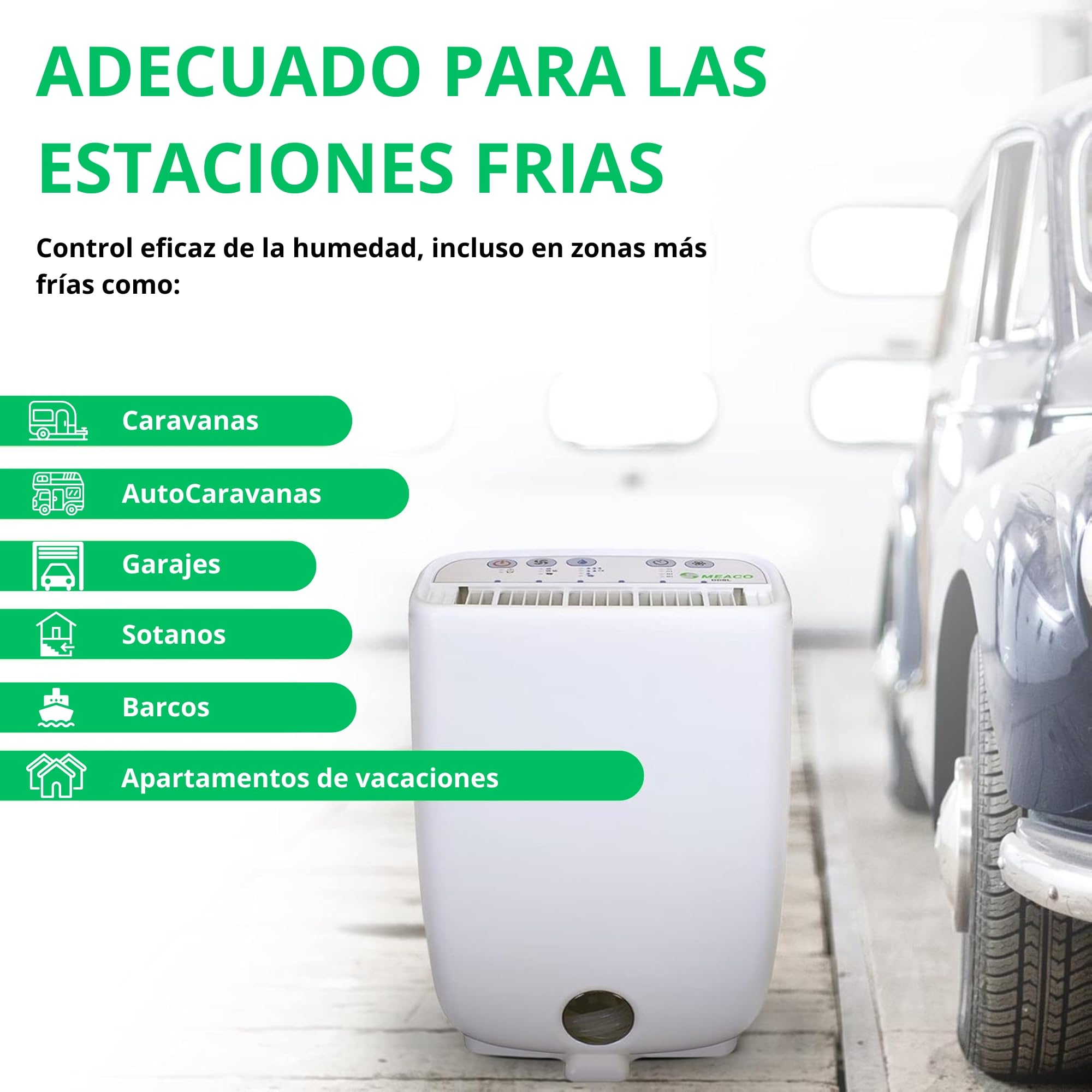 Deshumidificador Meaco DD8L 8L/día – Silencioso, compacto y de bajo consumo, ideal para interiores, con sistema inteligente y control gráfico avanzado