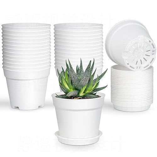 28 Pack 4 inch Small Plant Pots, Plastic Planters with