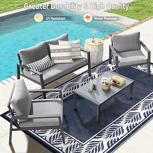 Miniatura 169 de HUGEAR Alfombra de exterior para patios, impermeable, alfombra de exterior grande, hecha de paja de plástico reversible, para campamento, caravana