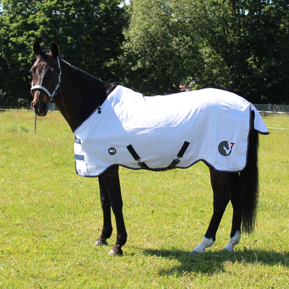 Manta para Moscas, HorSeven, Color Blanco y Azul Marino