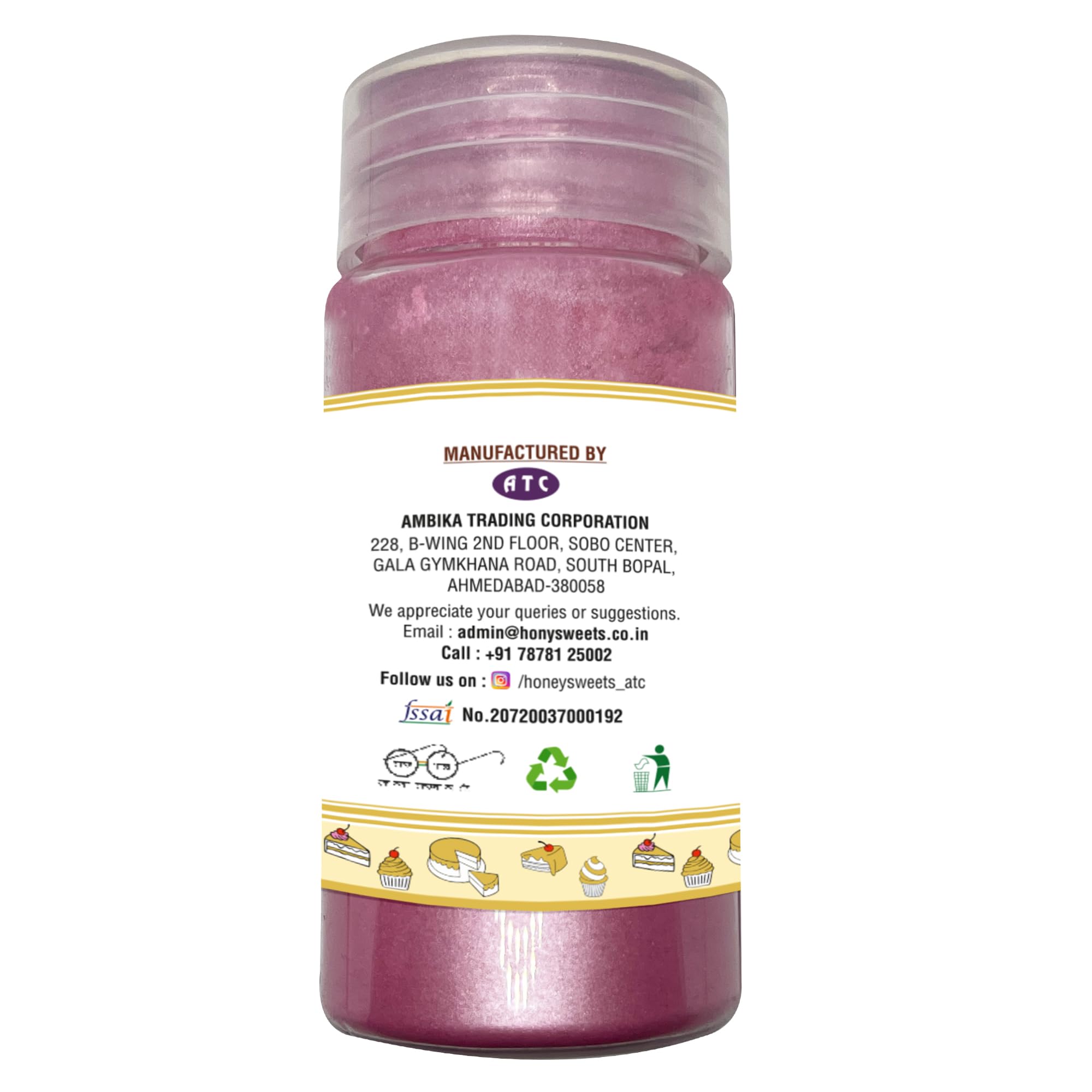 Honey Sweets Edible Pink Luster Dust for Painting on Cakes and Chocolates | Glittering Shiner Dust |Edible Luster Dust for Cake Decorating |(25 Grams, Pink) - Image 3 thumbnail