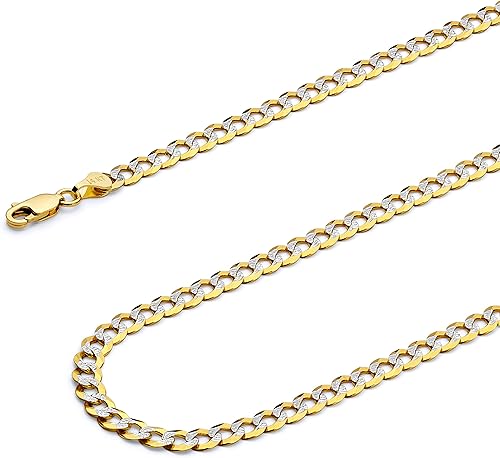 Wellingsale Cadenas abiertas de eslabones cubanos de oro macizo de 14 quilates (opciones de selección)