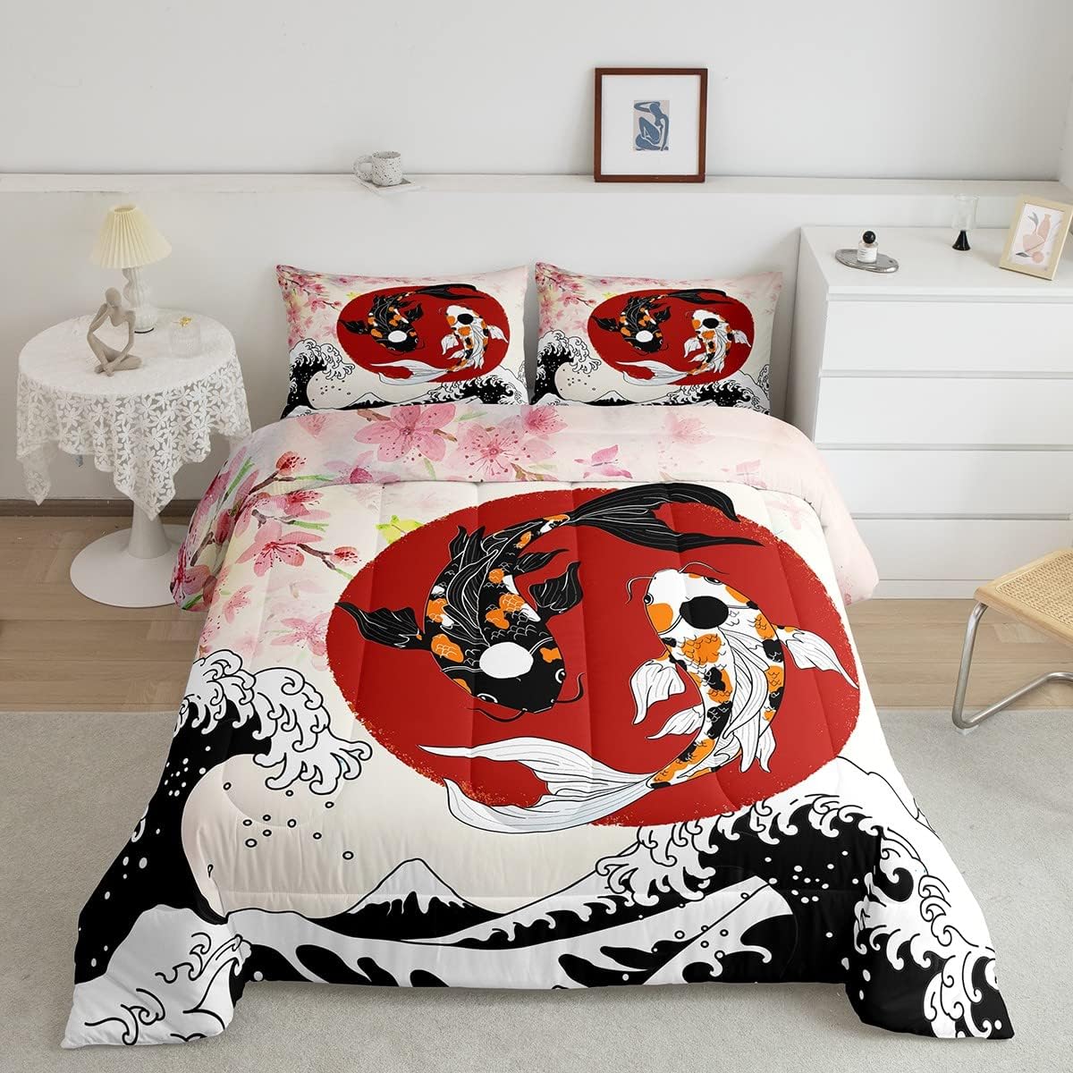 Japanese Ukiyo E Koi Fish Bedding Bed Set Japanese Ukiyoe