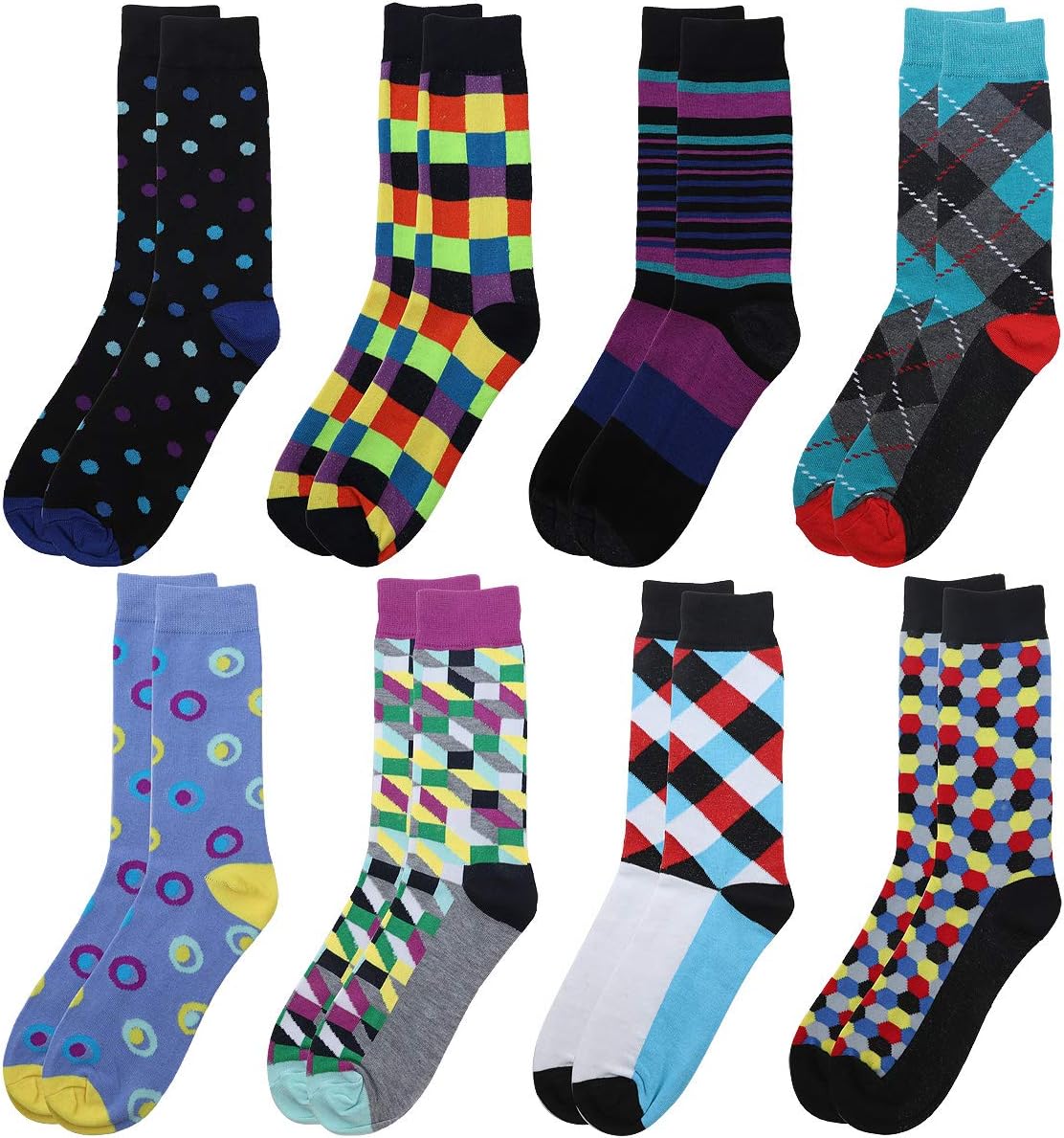 Falari Men Colorful Funny Novelty Crazy Combed Casual Dress Socks & Argyle Socks - Image 2