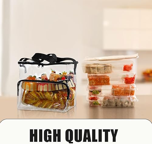 Miniatura 6 de 6 bolsas de almuerzo transparentes aprobadas para estadios, bolsa de almuerzo transparente de PVC, bolsas de almuerzo de plástico con correa