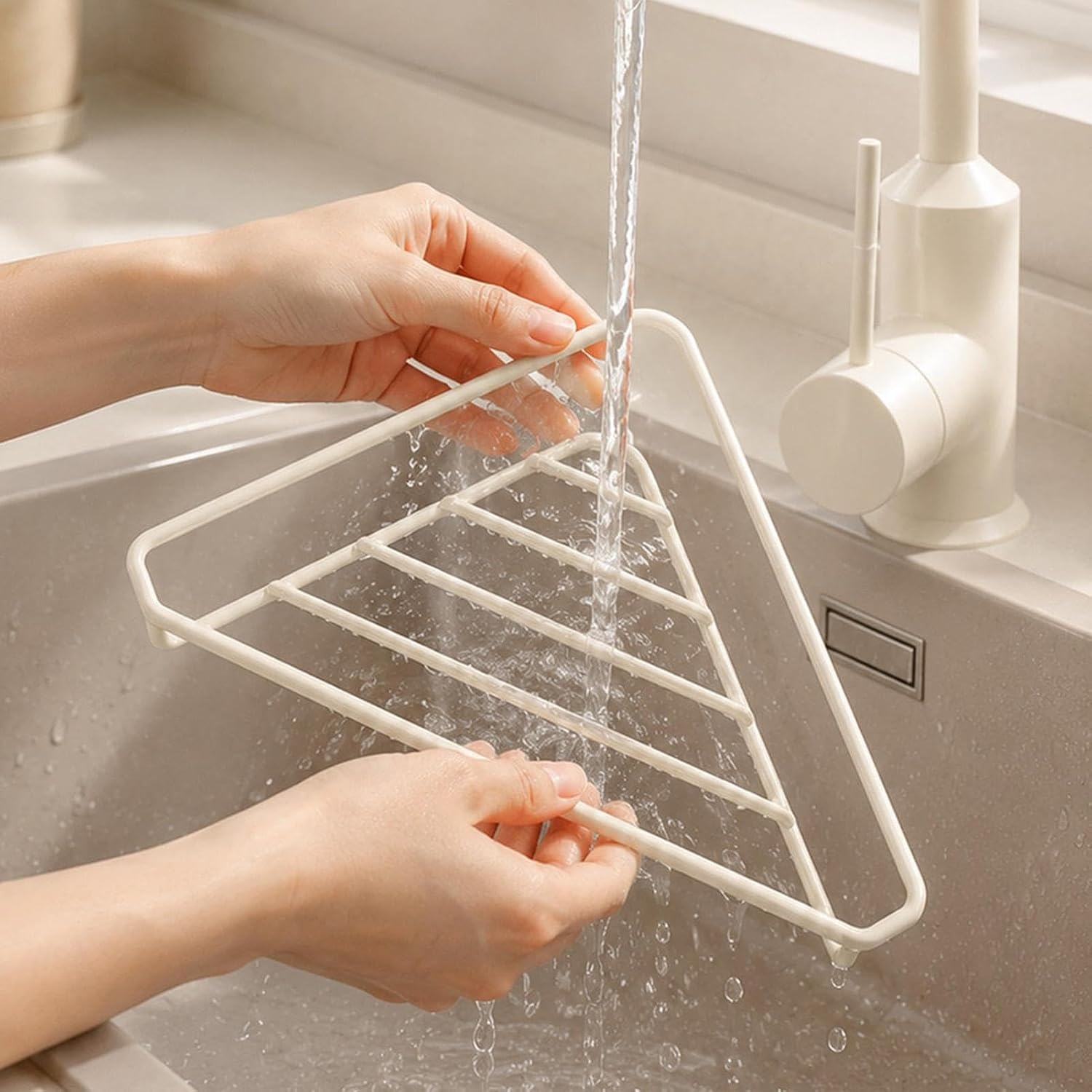 Triangular Stainless Steel, Corner Sink Rack Kitchen Organizer Holder