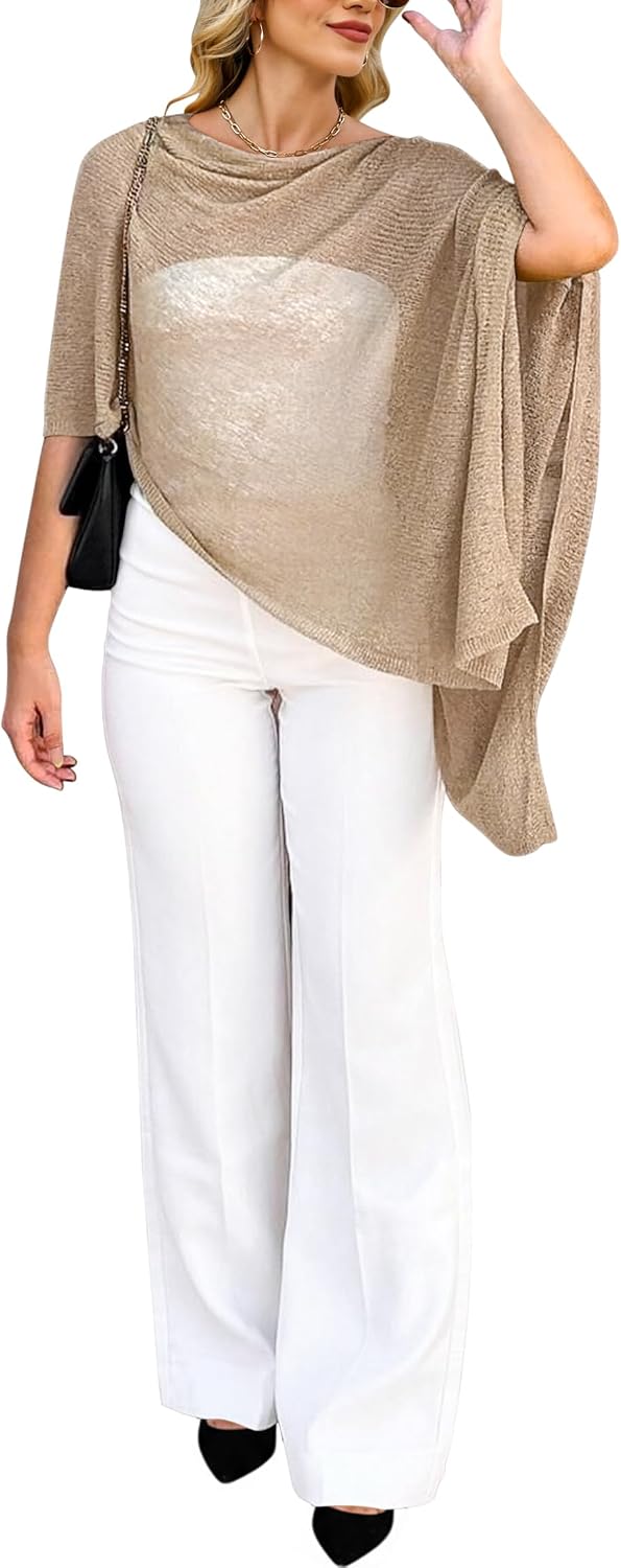 Bsubseach Shrug Sheer Poncho Shawl Crochet Swimsuit Cover Up Off the Shoulder Tops for Women Caribbean Vacation Outfits