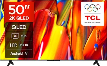 TCL 50V5C-UK 50Inch Full HD Smart QLED Direct LED TV with Android TV  and HDR - Compatible with Google Cast and Google Home, Slim Design [Energy Class E]