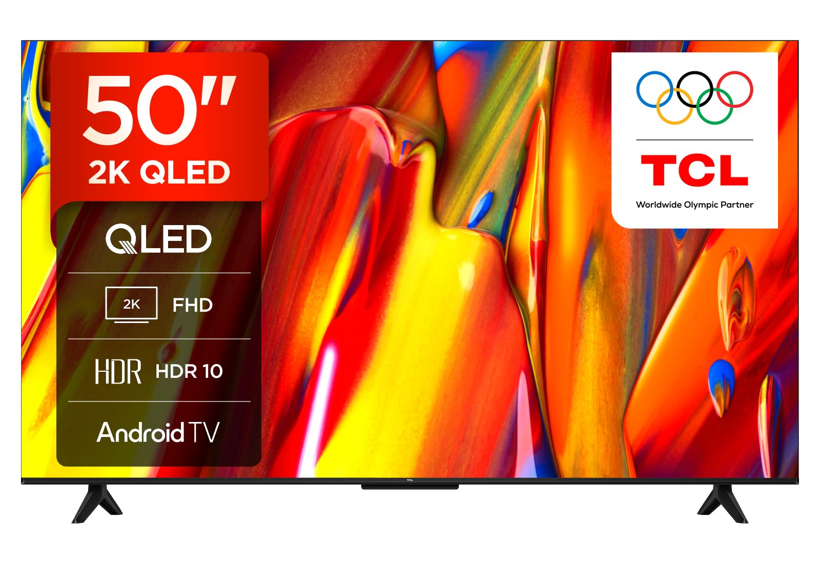 TCL 50V5C-UK 50Inch Full HD Smart QLED Direct LED TV with Android TV​ and HDR - Compatible with Google Cast and Google Home, Slim Design