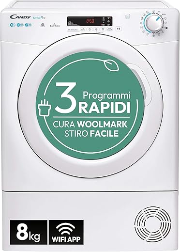 Candy Smart Pro CSOE H8A2DE-S Asciugatrice a Pompa di Calore, 8 kg,...