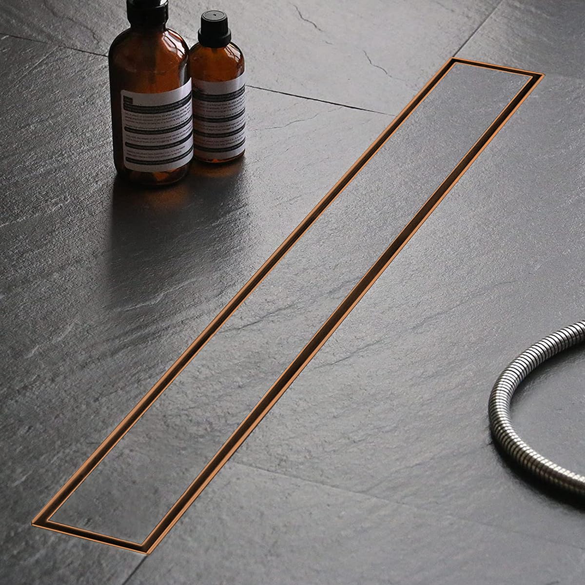 Ruhe® Marble Insert PVD Coating Floor Drain | 32 x 2 Inch Waste Water Floor Drain for 21mm Marble | 304 Stainless Steel Invisible Shower Drain Channel | Drain Channel with Trap/Jali - Antique Copper (B0BVJ568BH) Amazon Price History, Amazon Price Tracker