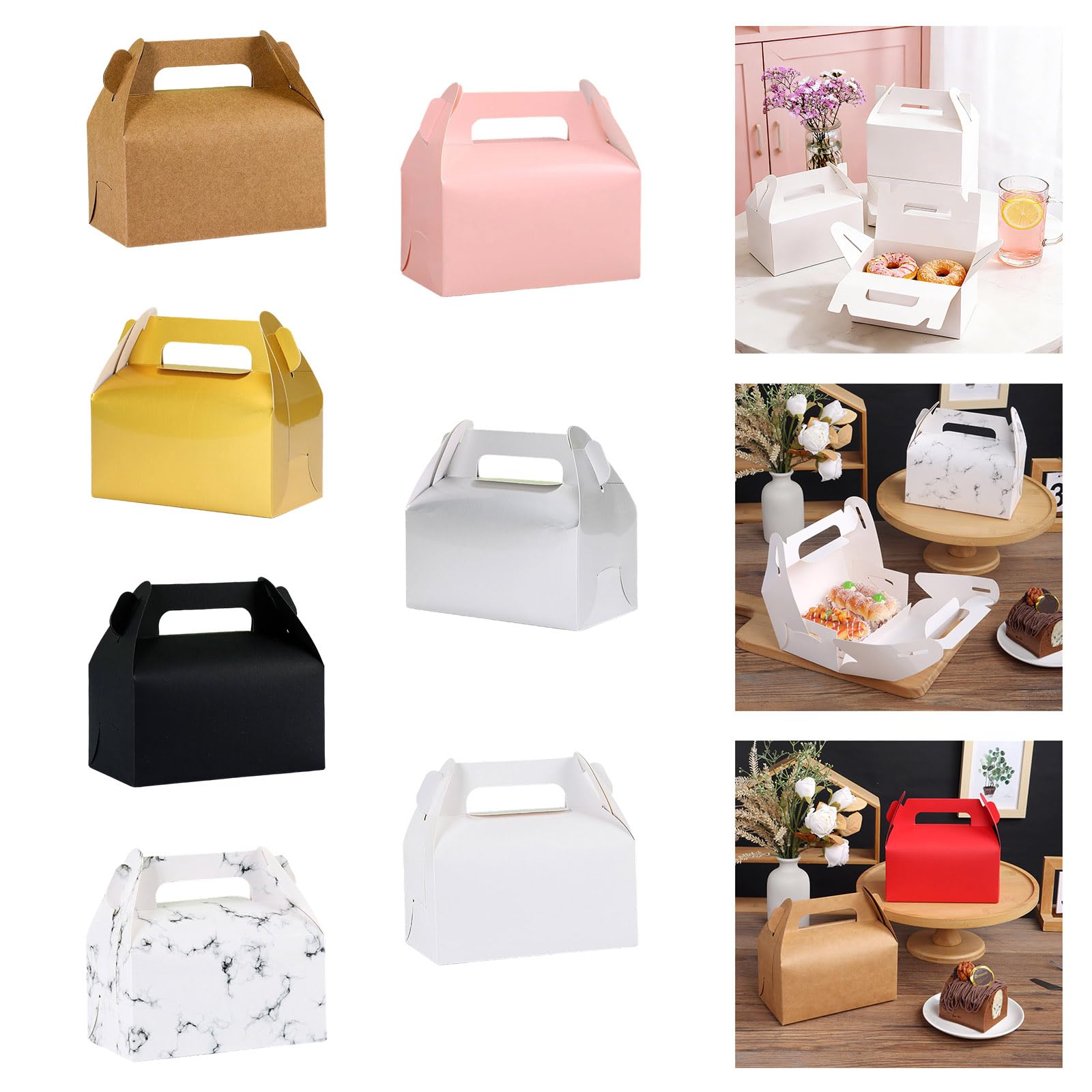 Elnwnnkc Bulk 50Pcs Cardboard Party Treats Boxes Quick Setups Design Candy Boxes Ideal for Snacks Gifts and Wedding Treats Present Bulk