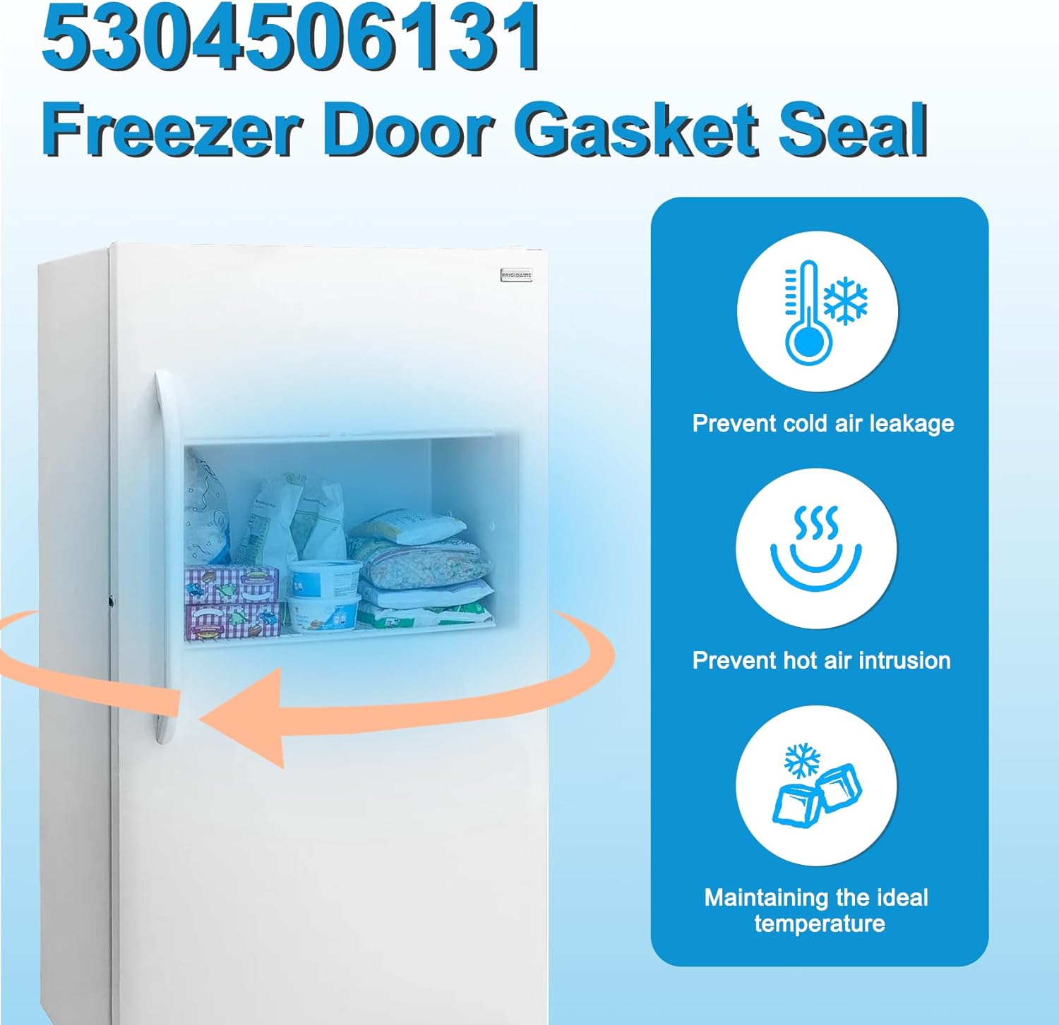 Upgraded 5304506131 Freezer Door Gasket Compatible with Frigidaire Crosley Kenmore and Tappan Refrigerator, Freezer Door Gasket Seal, 216522378 Refrigerator Door Seal Part Replace 5304505531