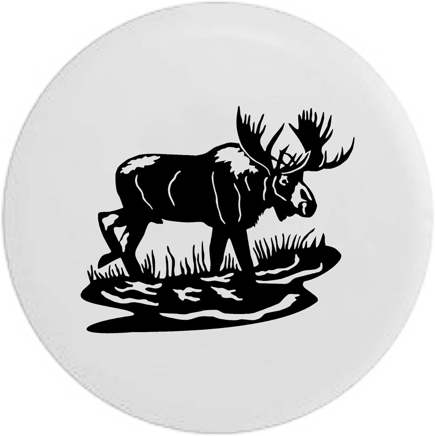 Pike Moose Elk Big Game Hunting Trailer RV Spare Tire Cover White 31 in