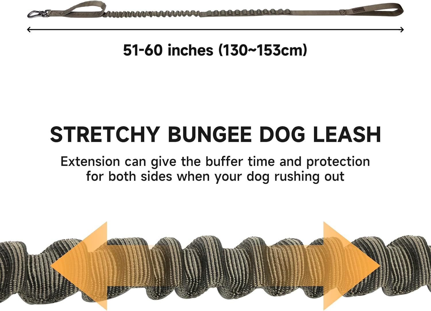 Excellent Elite Spanker Tactical Bungee Dog Leash Military Adjustable Dog Leash Quick Release Elastic Leads Rope with 2 Control Handle(Ranger Green)