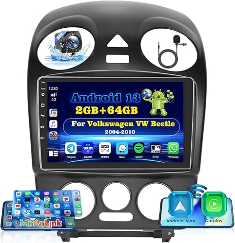 Miniatura 1 de Roinvou Estéreo Android CarPlay 2+32G para VW Volkswagen Beetle 2004-2010, pantalla táctil de 9 pulgadas, navegación GPS en el tablero con CarPlay