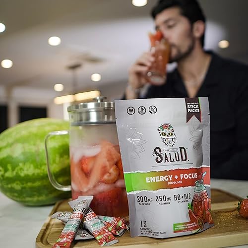 Miniatura 5 de Salud - Paquete de 2  Energía 2 en 1 + Enfoque (sandía fresa) e hidratación + inmunidad (lima de pepino)  15 porciones cada una, mezcla de bebida